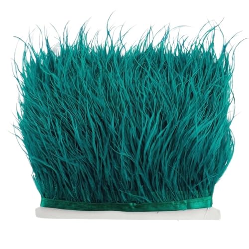 LXLAEOANG 8–10 cm Straußenfederbesatz for Handarbeiten und Kunsthandwerk, Federrockdekoration, Federn, Bandfransen für Nähen Handwerk(Deep Lake Green,5Meters) von LXLAEOANG