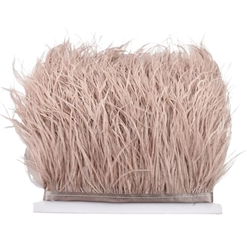 LXLAEOANG 8–10 cm Straußenfederbesatz for Handarbeiten und Kunsthandwerk, Federrockdekoration, Federn, Bandfransen für Nähen Handwerk(Light Brown,10Meters) von LXLAEOANG