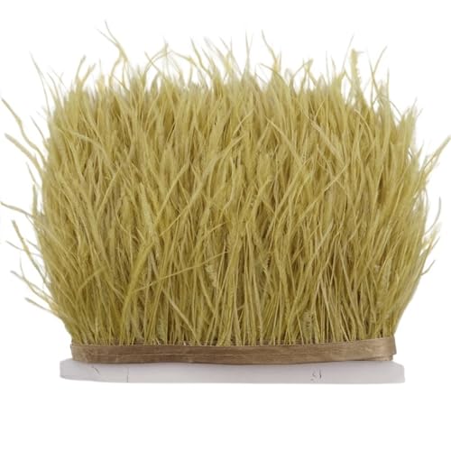 LXLAEOANG 8–10 cm Straußenfederbesatz for Handarbeiten und Kunsthandwerk, Federrockdekoration, Federn, Bandfransen für Nähen Handwerk(Light Earth Yellow,1Meter) von LXLAEOANG