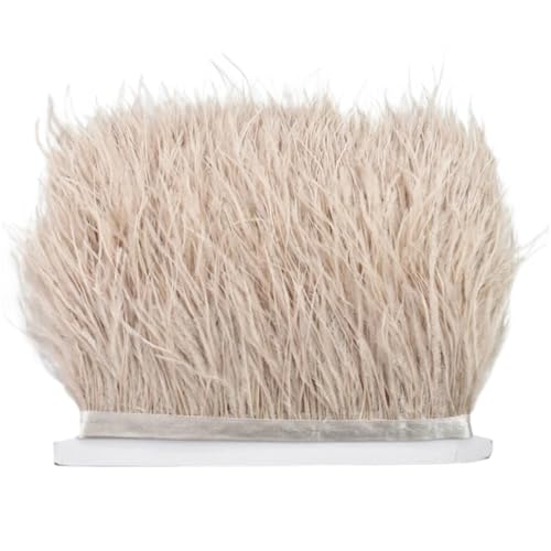 LXLAEOANG 8–10 cm Straußenfederbesatz for Handarbeiten und Kunsthandwerk, Federrockdekoration, Federn, Bandfransen für Nähen Handwerk(Light Light Brown,10Meters) von LXLAEOANG