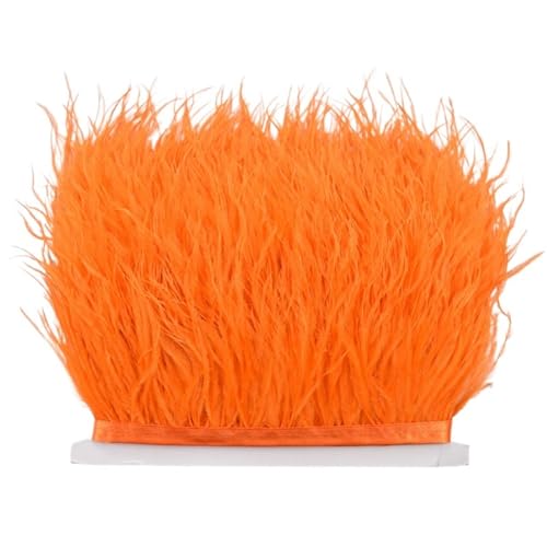 LXLAEOANG 8–10 cm Straußenfederbesatz for Handarbeiten und Kunsthandwerk, Federrockdekoration, Federn, Bandfransen für Nähen Handwerk(Orange,10Meters) von LXLAEOANG