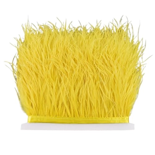 LXLAEOANG 8–10 cm Straußenfederbesatz for Handarbeiten und Kunsthandwerk, Federrockdekoration, Federn, Bandfransen für Nähen Handwerk(Yellow,5Meters) von LXLAEOANG