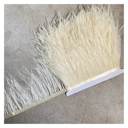 LXLAEOANG Straußenfederbesatz, Fransenfederband, 10–15 cm breit, Nähen, Basteln, Kostüme, Dekoration für Nähen Handwerk(Beige,5 Yards) von LXLAEOANG