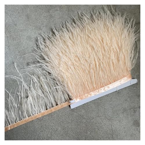 LXLAEOANG Straußenfederbesatz, Fransenfederband, 10–15 cm breit, Nähen, Basteln, Kostüme, Dekoration für Nähen Handwerk(Champagne,2 Yards) von LXLAEOANG