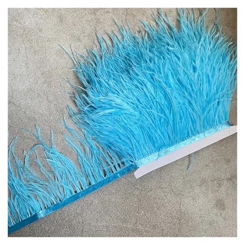 LXLAEOANG Straußenfederbesatz, Fransenfederband, 10–15 cm breit, Nähen, Basteln, Kostüme, Dekoration für Nähen Handwerk(Light Blue,5 Yards) von LXLAEOANG