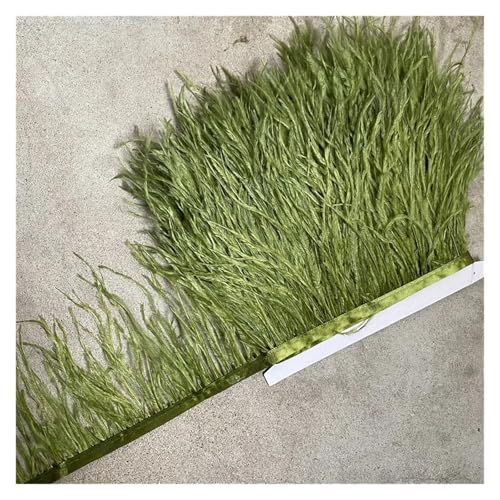 LXLAEOANG Straußenfederbesatz, Fransenfederband, 10–15 cm breit, Nähen, Basteln, Kostüme, Dekoration für Nähen Handwerk(Olive Green,5 Yards) von LXLAEOANG