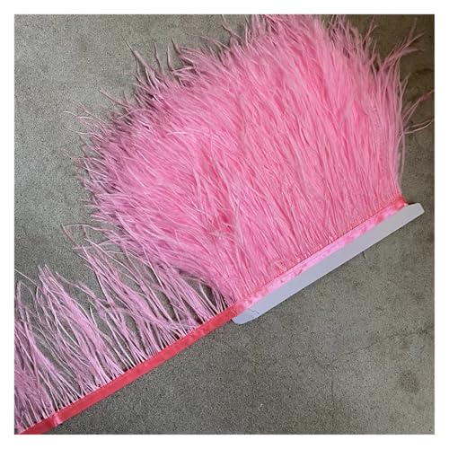 LXLAEOANG Straußenfederbesatz, Fransenfederband, 10–15 cm breit, Nähen, Basteln, Kostüme, Dekoration für Nähen Handwerk(Pink,5 Yards) von LXLAEOANG