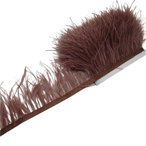 LXLAEOANG Straußenfederbesatz, Fransenfederband, 7,6–10,2 cm, 8–10 cm Breite, Nähen, Basteln, Kostüme, Dekoration für Nähen Handwerk(Brown,5 Yards) von LXLAEOANG