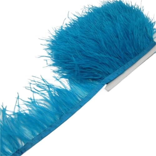 LXLAEOANG Straußenfederbesatz, Fransenfederband, 7,6–10,2 cm, 8–10 cm Breite, Nähen, Basteln, Kostüme, Dekoration für Nähen Handwerk(Lake Blue,10 Yards) von LXLAEOANG
