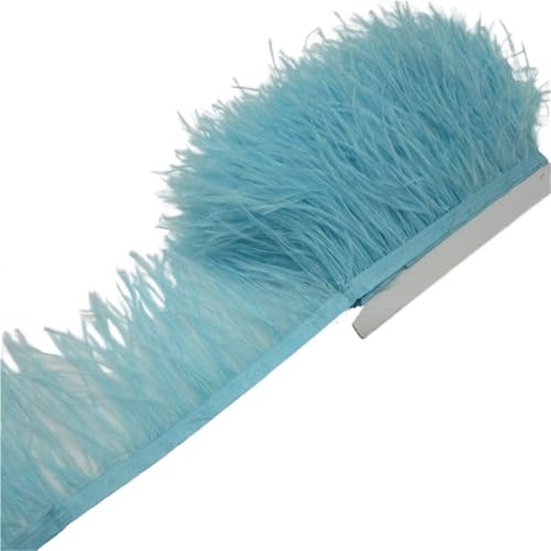 LXLAEOANG Straußenfederbesatz, Fransenfederband, 7,6–10,2 cm, 8–10 cm Breite, Nähen, Basteln, Kostüme, Dekoration für Nähen Handwerk(Light Blue,5 Yards) von LXLAEOANG