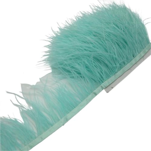 LXLAEOANG Straußenfederbesatz, Fransenfederband, 7,6–10,2 cm, 8–10 cm Breite, Nähen, Basteln, Kostüme, Dekoration für Nähen Handwerk(Mint Green,5 Yards) von LXLAEOANG