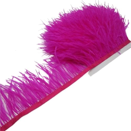 LXLAEOANG Straußenfederbesatz, Fransenfederband, 7,6–10,2 cm, 8–10 cm Breite, Nähen, Basteln, Kostüme, Dekoration für Nähen Handwerk(Rose red,5 Yards) von LXLAEOANG