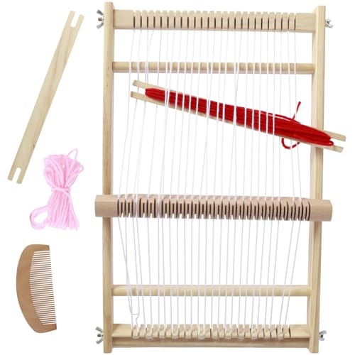 LXLAEOANG Webstuhl-Set, komplettes Webrahmen-Set aus Holz mit Garnen in 3 Farben, Holzkamm-Wickler, Handwebstuhl-Set für Erwachsene LXLAEOANG Webstuhl-Set, komplettes Webrahmen-Set aus Holz mit Garnen in 3 Farben, Holzkamm-Wickler, Handwebstuhl-Set für Erwachsene von LXLAEOANG