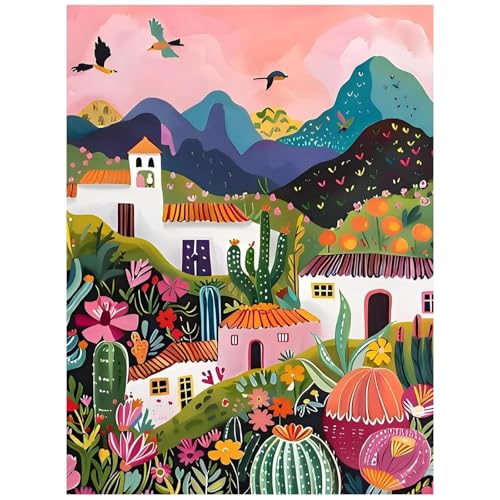 lxmydm Malen nach Zahlen Landschaft – DIY Ölgemälde-Set für Erwachsene, mit 3 Pinseln, Acrylfarben und knitterfreier Leinwand, 40 x 50 cm (ohne Rahmen) von lxmydm
