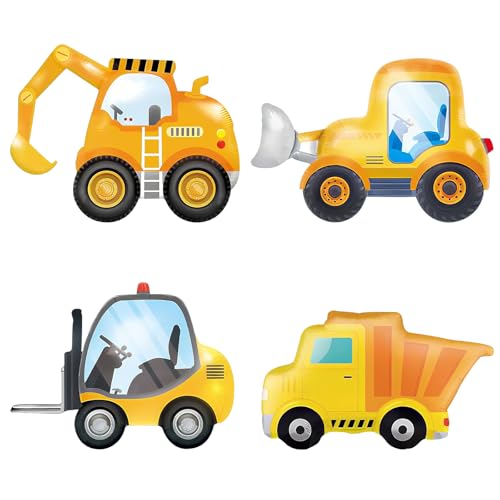 Baustelle Luftballons Bagger,XXL Bagger Luftballons,Giant Radlader Folienballon,Baustellen Excavator Baggerballons Konstruktion Luftballons für Bagger Geburtstag Junge Baustelle Kindergeburtstag Deko von LXONTSG