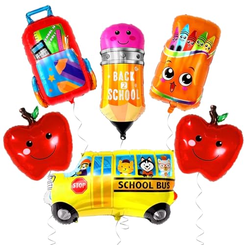Einschulung Deko Schulanfang 6 PCS einschulung Schuleinführung schulanfang Deko Set,Einschulung Deko Folienballon,Schulkind Luftballons Schulanfang Folienballon Einschulung deko (A) von LXONTSG