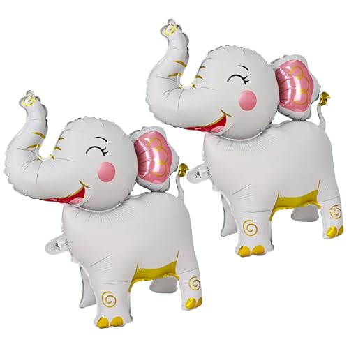 Elefant Ballons Deko,2 Stück Geburtstag Elephan Luftballons,Kinder Elefant Ballons,Folienballon Geburtstag Elephan,Party elephant luftballons,fur Thema Party Kindergeburtstag (Weiß) von LXONTSG