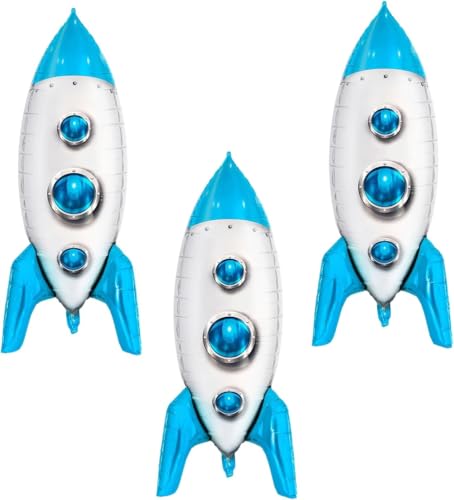 Folienballon Rakete, 3pcs Rakete Helium Ballon, Raketen Ballon, Folienballon Raketen Groß, Raketenballons, Raketes Folienballons, Weltraum Folienballons, Weltraum Themenballon von LXONTSG
