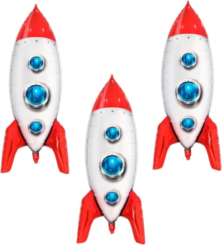 Folienballon Rakete, 3pcs Rakete Helium Ballon, Raketen Ballon, Folienballon Raketen Groß, Raketenballons, Raketes Folienballons, Weltraum Folienballons, Weltraum Themenballon von LXONTSG