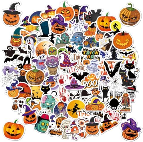 Halloween Aufkleber Set - 100 Stück Kürbis, Geist und Deko Sticker für Kinder, Party und DIY Craft von LXONTSG