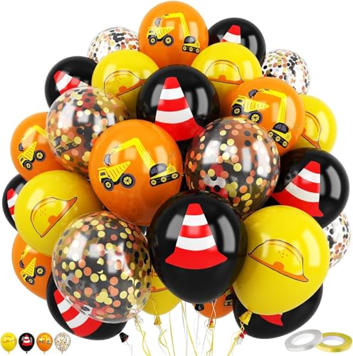 Latex Ballons Bagger, 60 Stück Bagger Luftballons Party, Latex Helium Ballons und Hochzeit Konfetti Luftballons, für Geburtstag Hochzeit Verlobung Babyparty Deko von LXONTSG