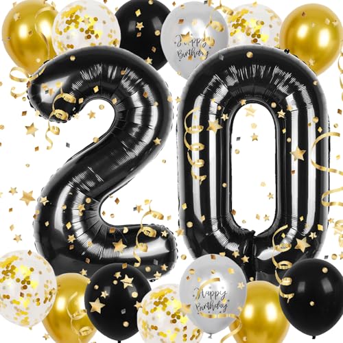 Luftballons 20 Geburtstag Deko Schwarz Gold,Deko 20.Geburtstag Junge Mädchen,20 Geburtstag Deko Junge Mädchen,Folienballon Zahl 20,Deko Konfetti Luftballons für 20Geburtstag Mann Frauen Birthday Party Luftballons 20 Geburtstag Deko Schwarz Gold,Deko 20.Geburtstag Junge Mädchen,20 Geburtstag Deko Junge Mädchen,Folienballon Zahl 20,Deko Konfetti Luftballons für 20Geburtstag Mann Frauen Birthday Party von LXONTSG