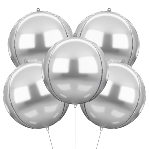 XXL Luftballons Silber, 5 Stück Silber Glänzende Folienballons,Silber Metallic Luftballons,22 Zoll Groß 4D Silber Foil Ballons,Silber Ballons für Geburtstagsfeiern Hochzeiten Jubiläen Party Deko XXL Luftballons Silber, 5 Stück Silber Glänzende Folienballons,Silber Metallic Luftballons,22 Zoll Groß 4D Silber Foil Ballons,Silber Ballons für Geburtstagsfeiern Hochzeiten Jubiläen Party Deko von LXONTSG