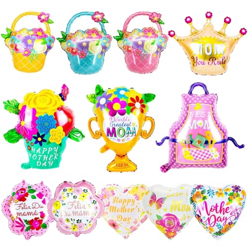 Muttertag Folienballon, 12pcs Rosa Mama Geburtstag Ballon, Happy Mother's Day Ballon, Mom Ballons, Helium Ballons Geburtstag Mama, Mama Luftballon, Muttertag Party Dekorationen Muttertag Folienballon, 12pcs Rosa Mama Geburtstag Ballon, Happy Mother's Day Ballon, Mom Ballons, Helium Ballons Geburtstag Mama, Mama Luftballon, Muttertag Party Dekorationen von LXONTSG
