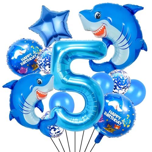 Party Luftballons Hai, 12 Stück Hai Geburtstag Ballons, Hai Ballons Deko, Folienballons Hai, Zahl Folienballon, Latexballons, Sternballons, für Kinder Geburtstagparty, Themenparty Deko Party Luftballons Hai, 12 Stück Hai Geburtstag Ballons, Hai Ballons Deko, Folienballons Hai, Zahl Folienballon, Latexballons, Sternballons, für Kinder Geburtstagparty, Themenparty Deko von LXONTSG