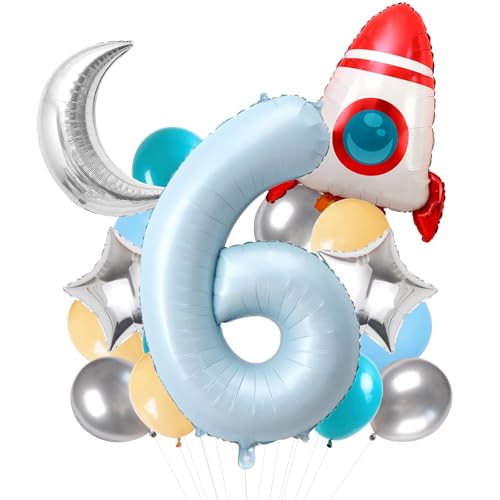 Rakete Deko Ballons, Weltraum Party Ballon, Geburtstag Deko Junge 6 Jahre Weltraum, Enthält Rakete Party Folienballons, Zahlen Mond Stern Ballons, Weltraum Motto Party Dekoration Rakete Deko Ballons, Weltraum Party Ballon, Geburtstag Deko Junge 6 Jahre Weltraum, Enthält Rakete Party Folienballons, Zahlen Mond Stern Ballons, Weltraum Motto Party Dekoration von LXONTSG