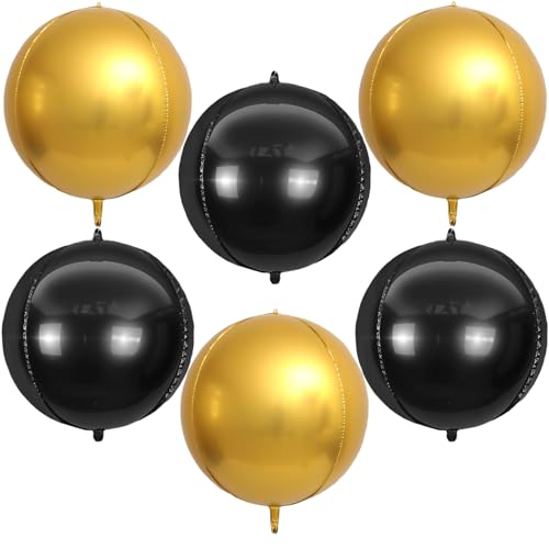 Runde Folienballons, 6 Stück Runde Party Luftballons, 22 Zoll 4D Luftballons Deko, 4D Alluminio Luftballons, für Geburtstags, Hochzeits, Partydeko von LXONTSG