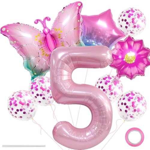 Schmetterling Folienballon,Ballon Anniversaire 5 Ans,XXL Bunt Schmetterlinge Themenballon,Blumen Helium Ballon,Blumen Stern Rosa Luftballons,Schmetterling Folienballon 5 für Kindergeburtstag Deko Schmetterling Folienballon,Ballon Anniversaire 5 Ans,XXL Bunt Schmetterlinge Themenballon,Blumen Helium Ballon,Blumen Stern Rosa Luftballons,Schmetterling Folienballon 5 für Kindergeburtstag Deko von LXONTSG
