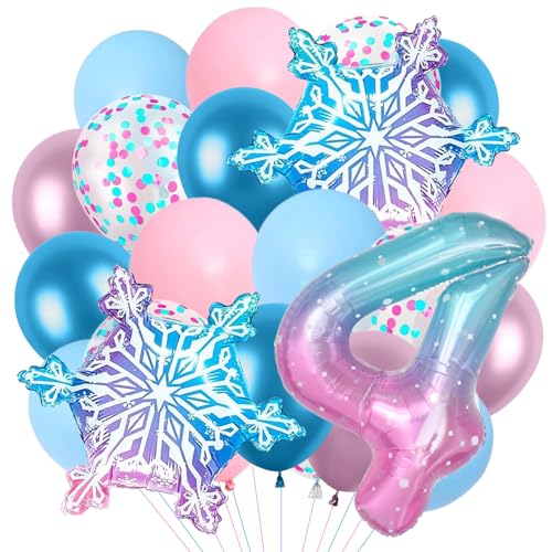 Schneeflocken Deko Luftballon, Geburtstag Zahlen Luftballon 4 Jahre, Schnee Luftballons, Schneeflocke Folien Ballon, Schneeflocken Ballons, Schneeflocken Helium Ballons von LXONTSG