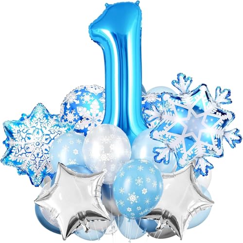 Schneeflocken Deko Luftballon, Geburtstag Zahlen Luftballon 1 Jahre, Schneeflocke Folien Ballon, Schneeflocken Helium Ballons, Snowflake Luftballon, Schneeflocken Luftballon von LXONTSG