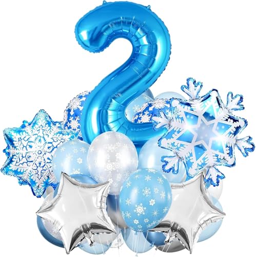 Schneeflocken Deko Luftballon, Geburtstag Zahlen Luftballon 2 Jahre, Schneeflocke Folien Ballon, Schneeflocken Helium Ballons, Snowflake Luftballon, Schneeflocken Luftballon von LXONTSG