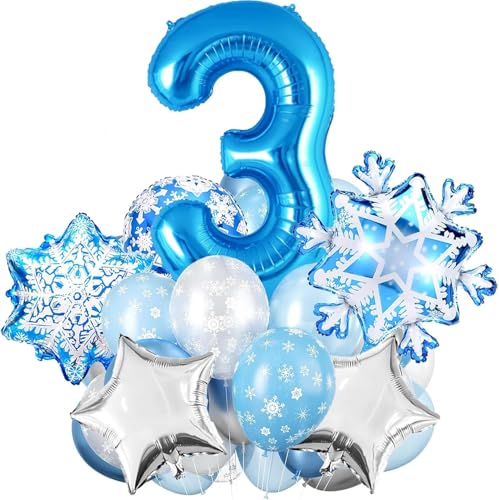 Schneeflocken Deko Luftballon, Geburtstag Zahlen Luftballon 3 Jahre, Schneeflocke Folien Ballon, Schneeflocken Helium Ballons, Snowflake Luftballon, Schneeflocken Luftballon von LXONTSG