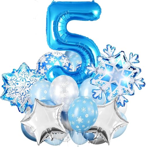 Schneeflocken Deko Luftballon, Geburtstag Zahlen Luftballon 5 Jahre, Schneeflocke Folien Ballon, Schneeflocken Helium Ballons, Snowflake Luftballon, Schneeflocken Luftballon von LXONTSG