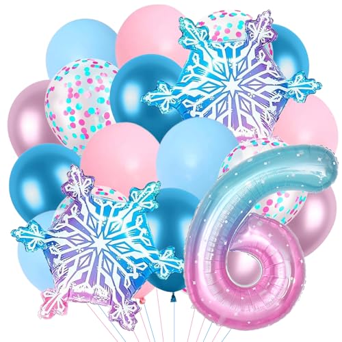 Schneeflocken Deko Luftballon, Geburtstag Zahlen Luftballon 6 Jahre, Schnee Luftballons, Schneeflocke Folien Ballon, Schneeflocken Ballons, Schneeflocken Helium Ballons von LXONTSG