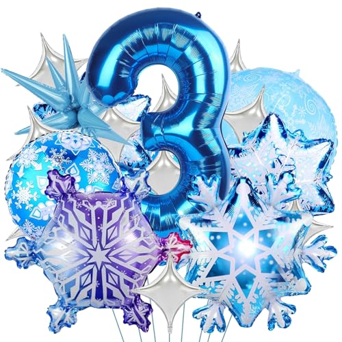 Schneeflocken Deko Luftballon,Geburtstag Zahlen Luftballon 3 Jahre,Schneeflocken Folienballons,Schneeflocken Ballons,Geburtstag Luftballons Mädchen,Schneeflocken Helium Ballons von LXONTSG