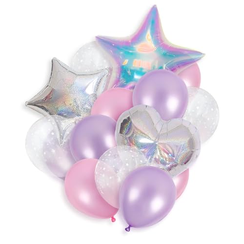 Stern Ballons Deko, 18 Stück Herzform Stern Luftballons, Herzförmige Ballons Deko, Party Latex Ballon, für Geburtstag Feier Jubiläum Hochzeit Baby Shower Party Dekoration (A) von LXONTSG