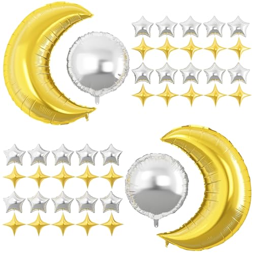 Stern Luftballons Silber,44PCS Große Mond Silber Luftballons,Stern Folienballons Silber, Silber Star Foil Balloons,Helium Ballon Stern für Geburtstag Babyparty Jubiläum Hochzeit Dekoration (Silber) Stern Luftballons Silber,44PCS Große Mond Silber Luftballons,Stern Folienballons Silber, Silber Star Foil Balloons,Helium Ballon Stern für Geburtstag Babyparty Jubiläum Hochzeit Dekoration (Silber) von LXONTSG