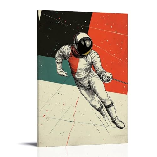 LXPPLSYY Sportposter – Fechten – Dynamische Linienkunst mit Retro-Farbpalette, Wandkunst, Wandkunst, Wandbild, moderne Dekoration, hängendes Kunstposter, 50 x 75 cm von LXPPLSYY