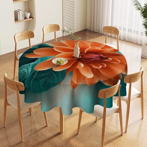 LXTDPBK Tischdecke, wasserdicht, abwischbar, Blaugrün und Blume, auslaufsicher, Schreibtisch-Schutzhülle, runde Tischdecken für Tische, Heimdekoration, Urlaub, Camping LXTDPBK Tischdecke, wasserdicht, abwischbar, Blaugrün und Blume, auslaufsicher, Schreibtisch-Schutzhülle, runde Tischdecken für Tische, Heimdekoration, Urlaub, Camping von LXTDPBK