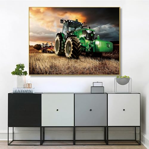 LXTOPN Diamond Painting Traktor Bilder,5D Vollbohrer Malen Nach Zahlen Grün Traktor dekor Bild Set,Moderne DIY Diamant painting auto Wanddruck für Wohnzimmer Dekor,Ungerahmt. (T2, 40 * 60cm) von LXTOPN