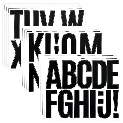 LXUEJIE 12 Blätt Große Buchstaben Aufkleber, 7.6cm Schwarz Klebebuchstaben Aufkleber Große Buchstaben Sticker für Briefkasten Schilder Poster Pinnwände Klassenzimmer von LXUEJIE