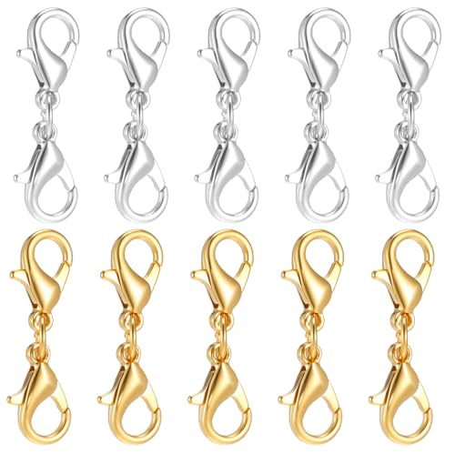 LXUEJIE 30 Stück Kettenverschluss, Doppelöffnung Karabinerverschluss Armband Halskette Extender Schmuck Verschluss für DIY Schmuck Armbänder Halsketten von LXUEJIE