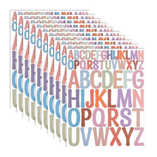 LXUEJIE Buchstaben Aufkleber, 10 Blatt klebebuchstaben Bunt Vinyl Buchstabenaufkleber Klebebuchstaben für Fenster Poster Briefkästen DIY Scrapbooking von LXUEJIE