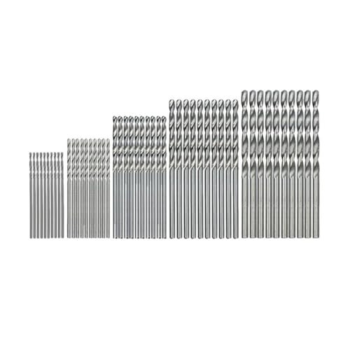 50-teiliges HSS-Kobalt-Spiralbohrer-Set, HSS M35 Co-Bohrer, 1 mm, 1,5 mm, 2 mm, 2,5 mm, 3 mm, verwendet for Stahl, Edelstahl (Size : Sliver) von LXURY