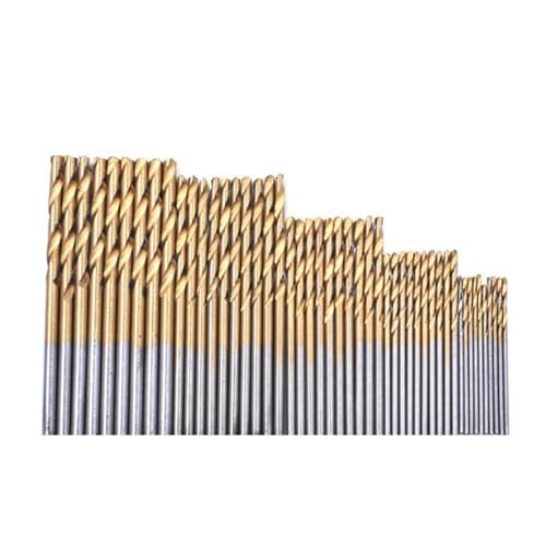 50-teiliges kleines Spiralbohrer-Set aus titanbeschichteten HSS-Bohrern, 5 metrische Größen 1 mm, 1,5 mm, 2 mm, 2,5 mm, 3 mm, Elektrowerkzeuge (Size : 50 Pcs Titanium) von LXURY