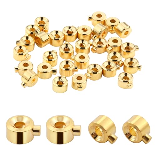 Quetschperlen für die Schmuckherstellung, 18 Karat Gold, 3,2 mm, Abstandshalter-Perlen zur Schmuckherstellung, Perlenabdeckungen für selbstgemachte Armbänder, Halsketten, 30 Stück Quetschperlen für die Schmuckherstellung, 18 Karat Gold, 3,2 mm, Abstandshalter-Perlen zur Schmuckherstellung, Perlenabdeckungen für selbstgemachte Armbänder, Halsketten, 30 Stück von LXVKOER